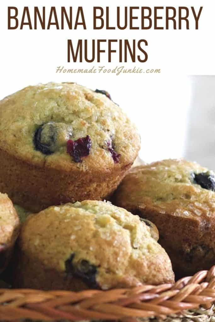 Banana blueberry muffins-pin image