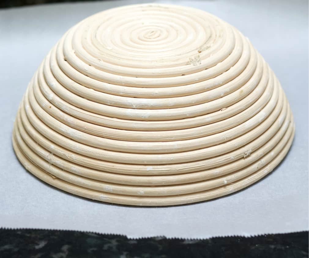 banneton upside down on parchment