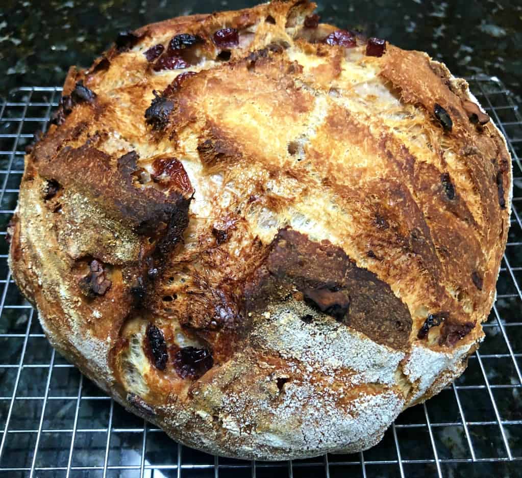 cranberry walnut bread cooling