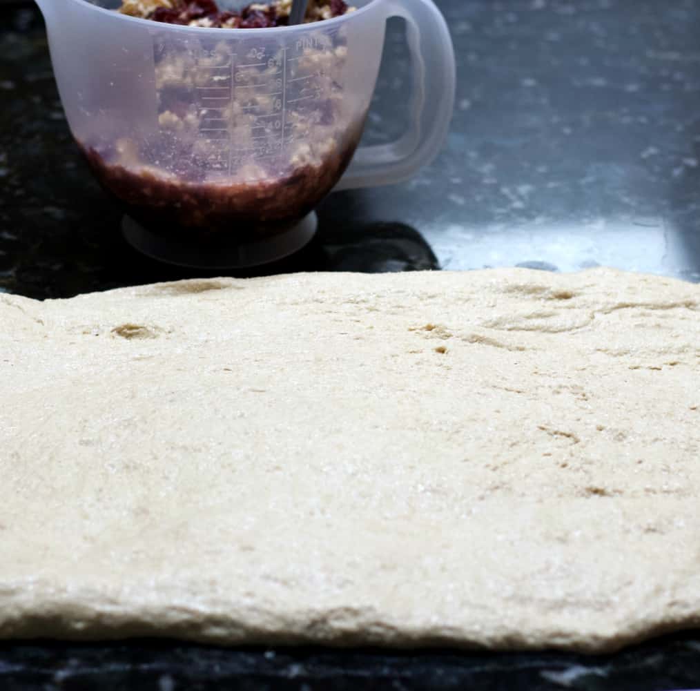 degassed rolled dough and inclusions