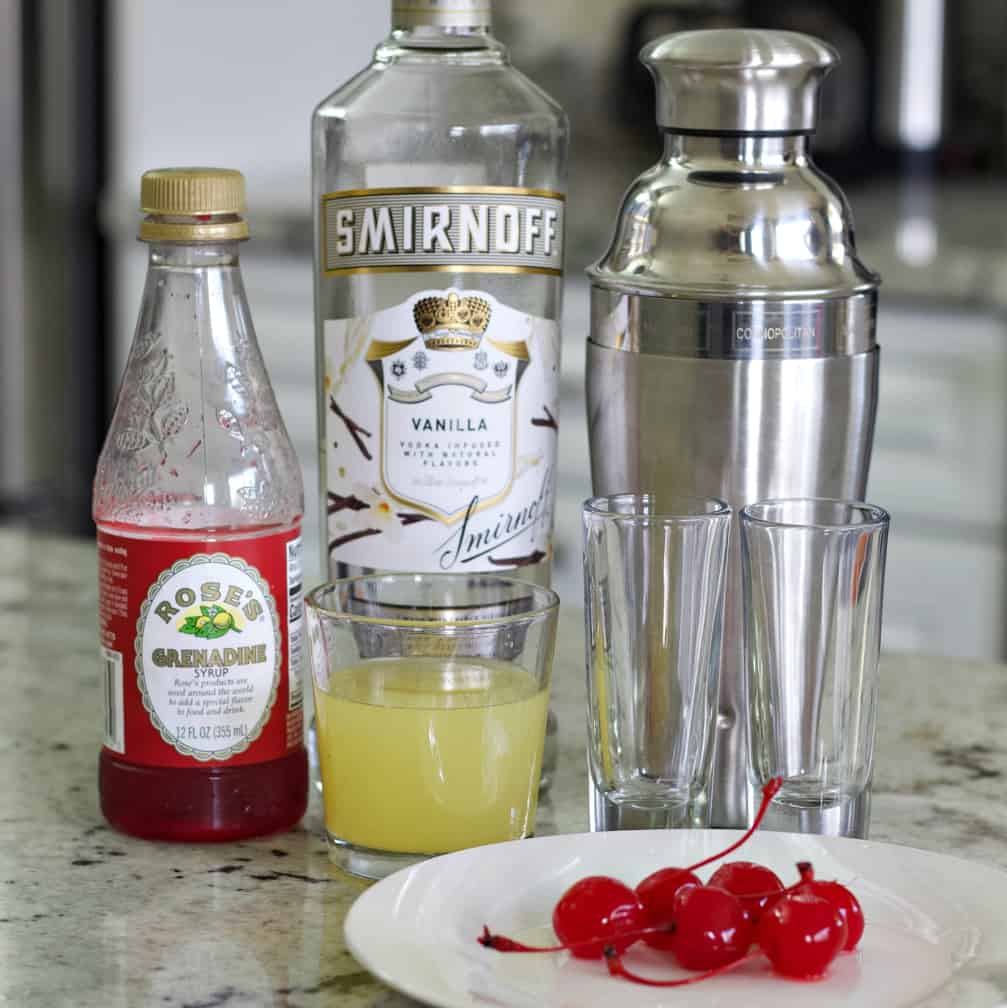 ingredients for pineapple upside down shots
