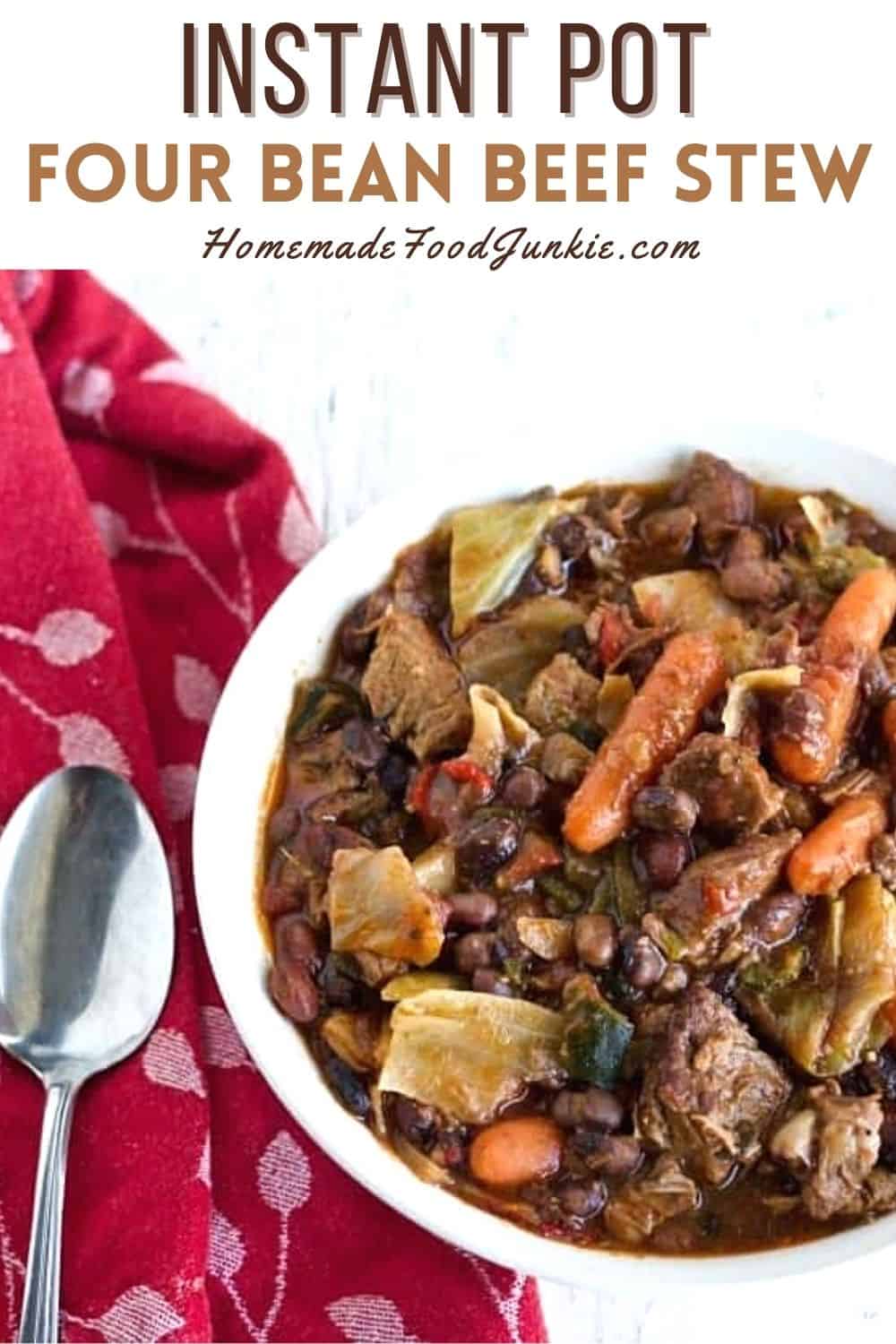 Instant pot four bean beef stew-pin image