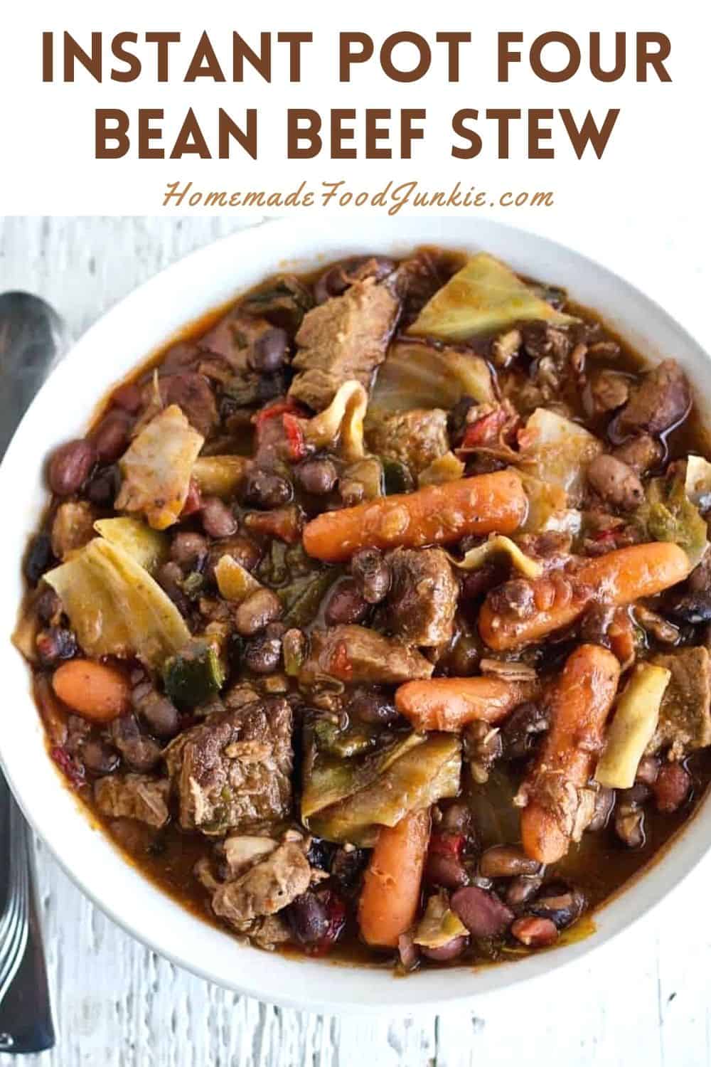 Instant pot four bean beef stew-pin image