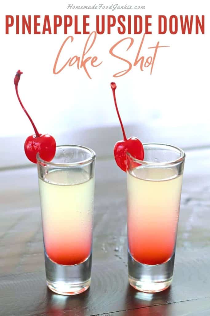 Pineapple upside down cake shot-pin image
