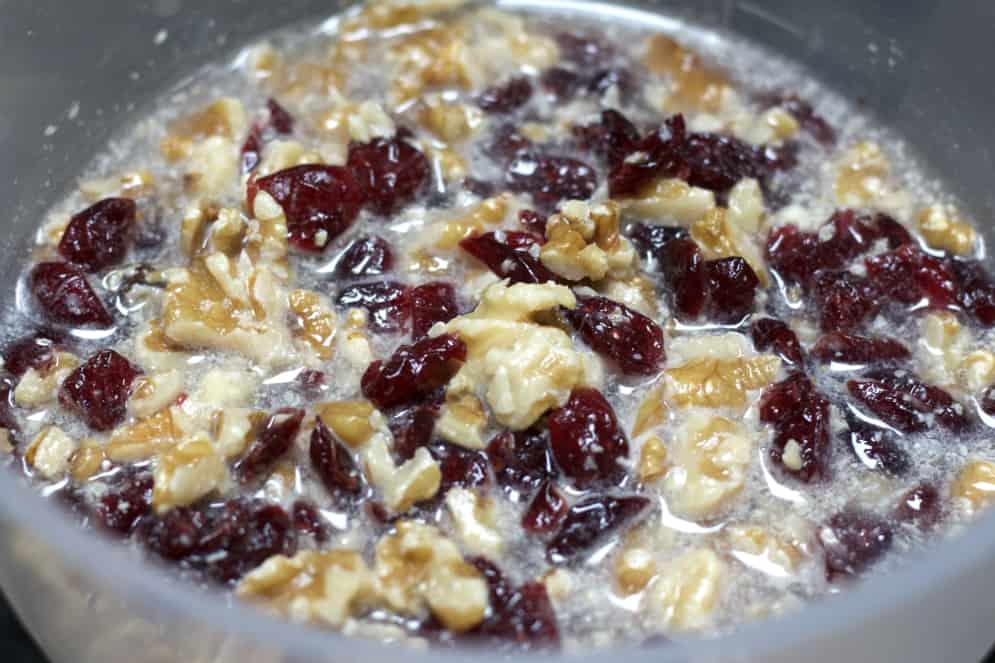 soaking walnuts and cranberries