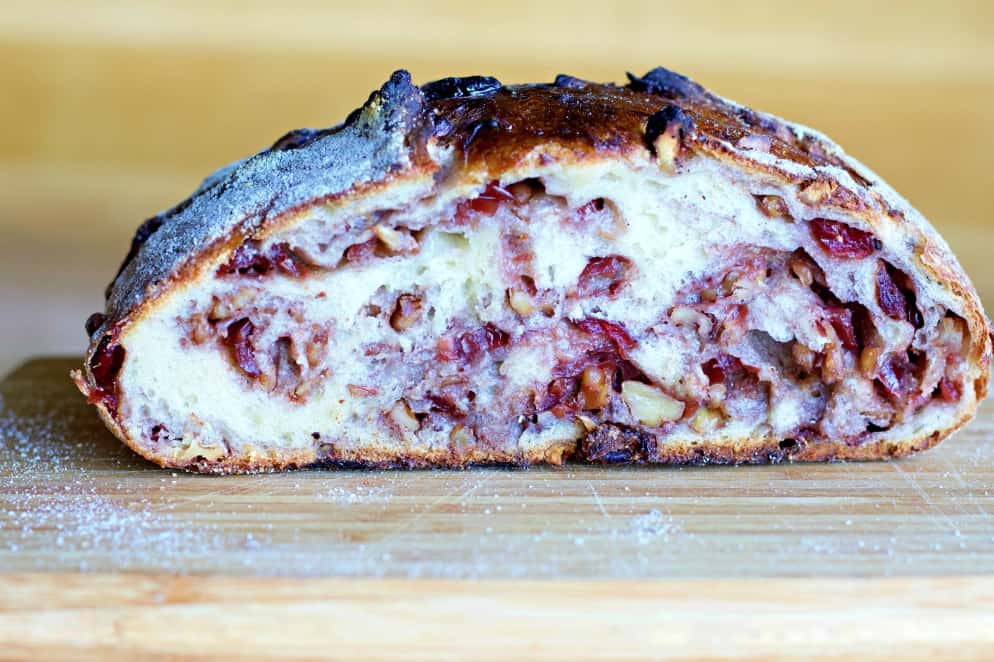 crumb shot cranberry walnut bread