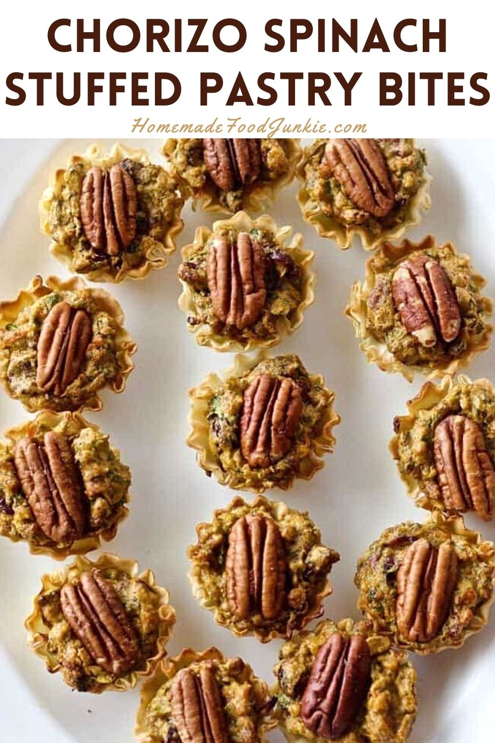 Chorizo spinach stuffed pastry bites-pin image