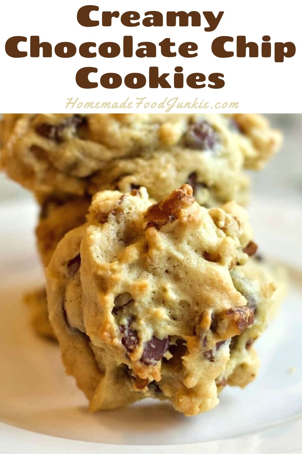 Creamy chocolate chip cookies-pin image
