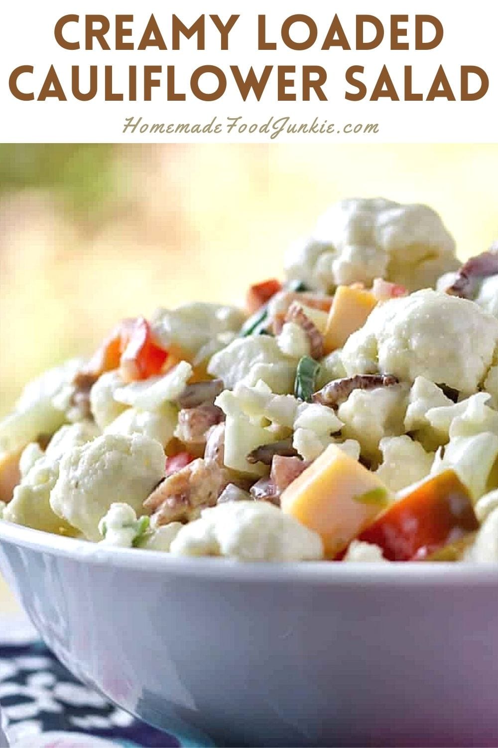 Creamy loaded cauliflower salad-pin image
