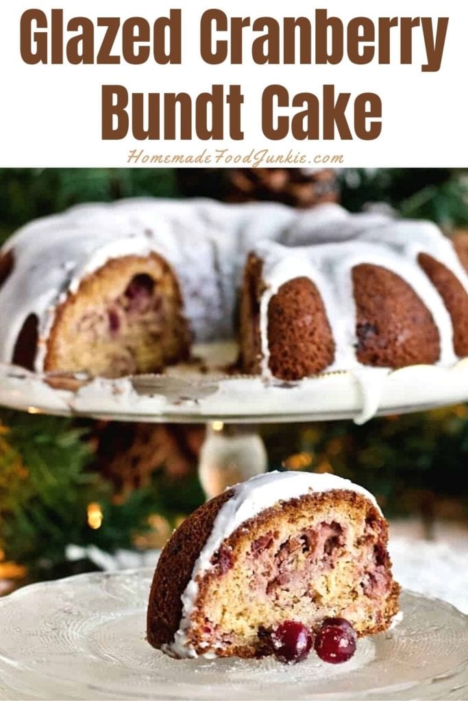 Glazed cranberry bundt cake-pin image