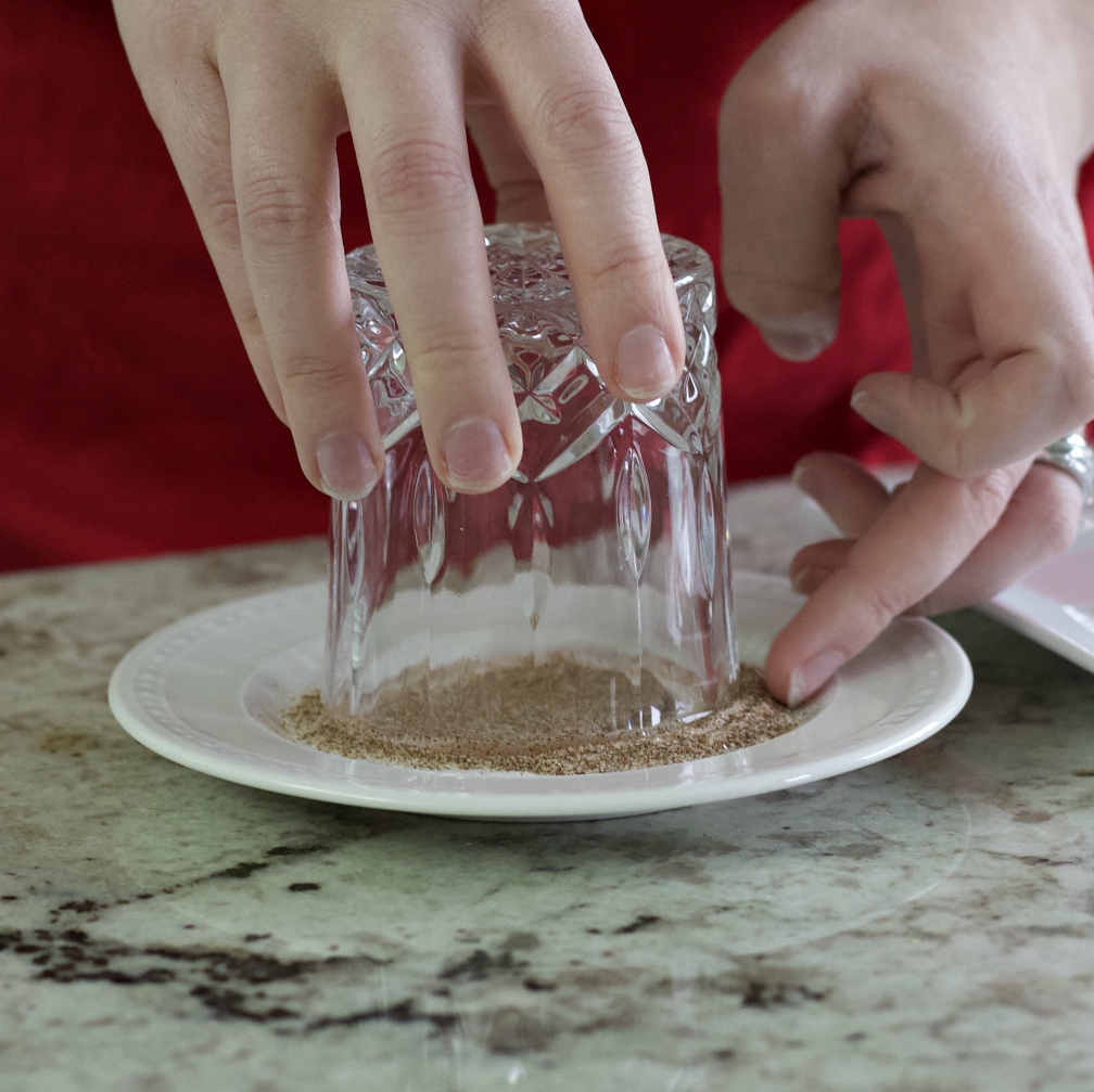 inverted glass in cinnamon sugar