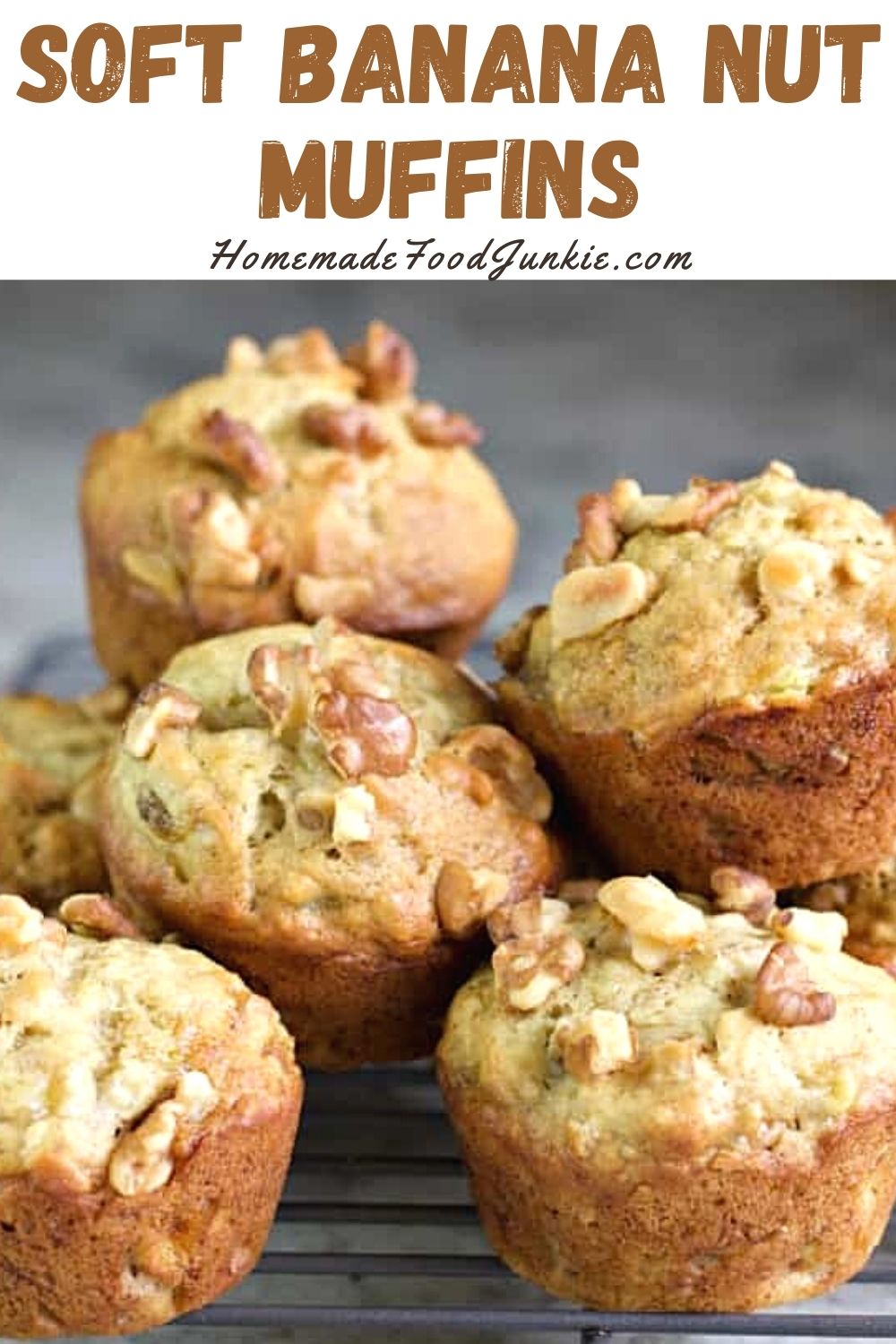 Soft banana nut muffins-pin image