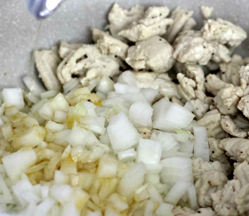 making stove top egg rolls in a bowl