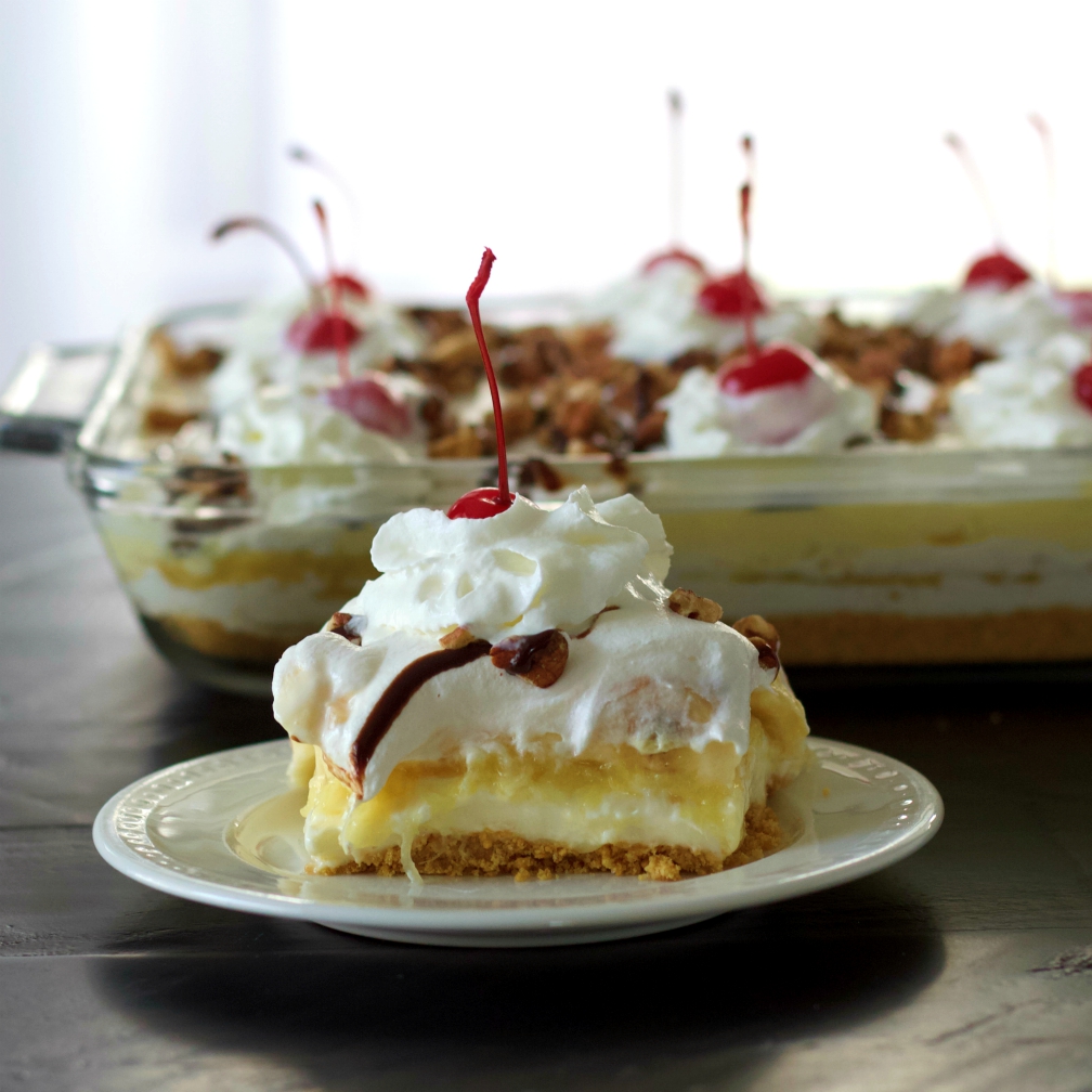 banana split no bake dessert