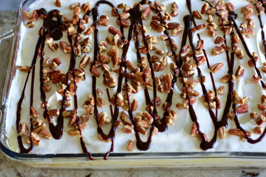 banana split cake-ready to chill