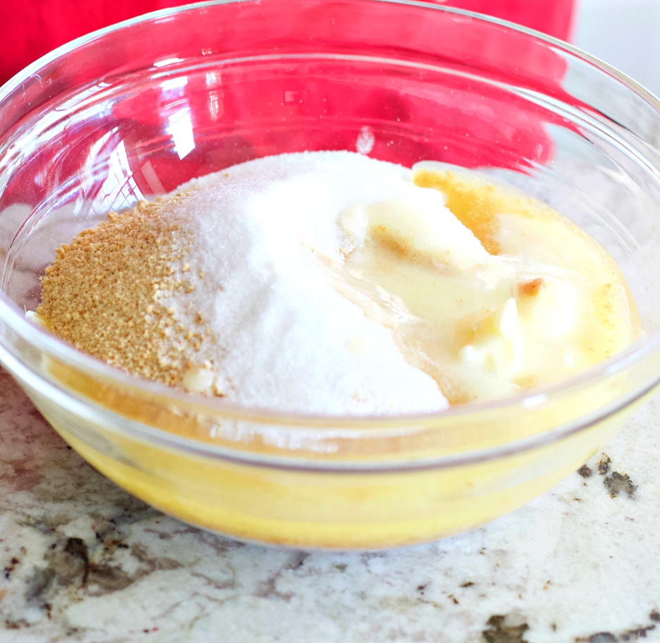 make the Grahman cracker crumb crust-mixing
