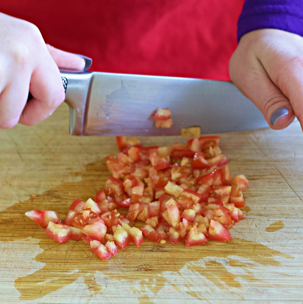 dicing tomatoes