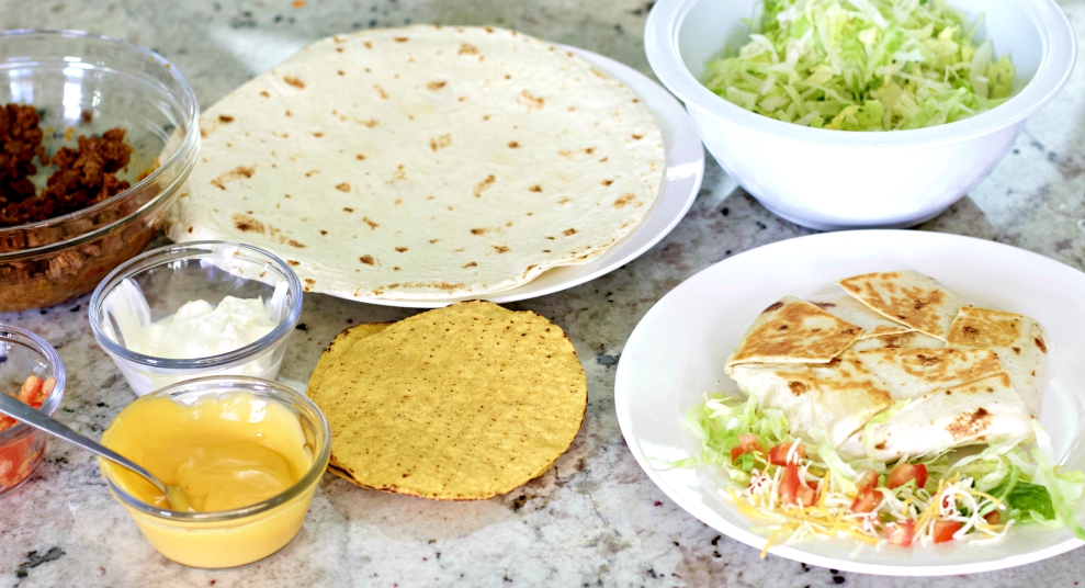 crunchwrap supreme with layering ingredients