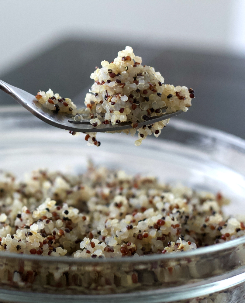 Cooked Quinoa on a fork