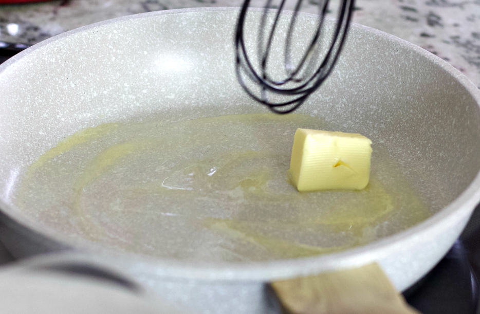 melting butter in skillet