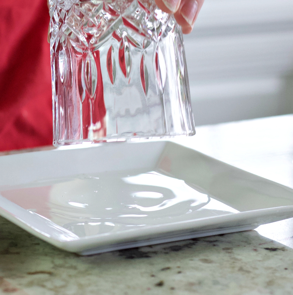 rim glass in simple syrup