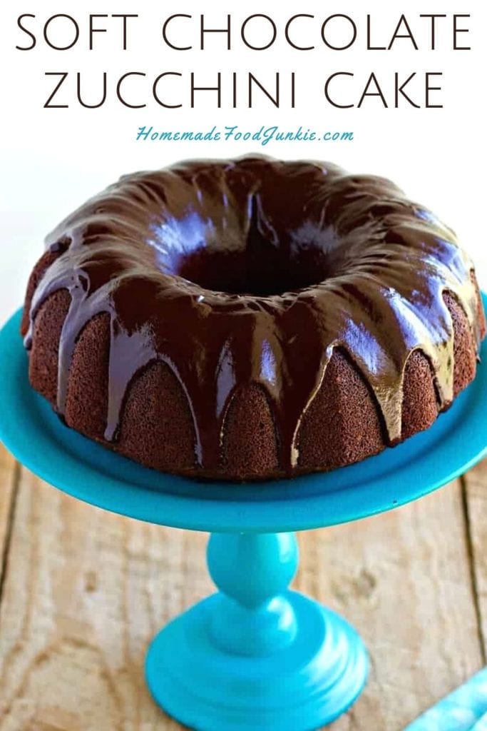 Soft chocolate zucchini cake-pin image