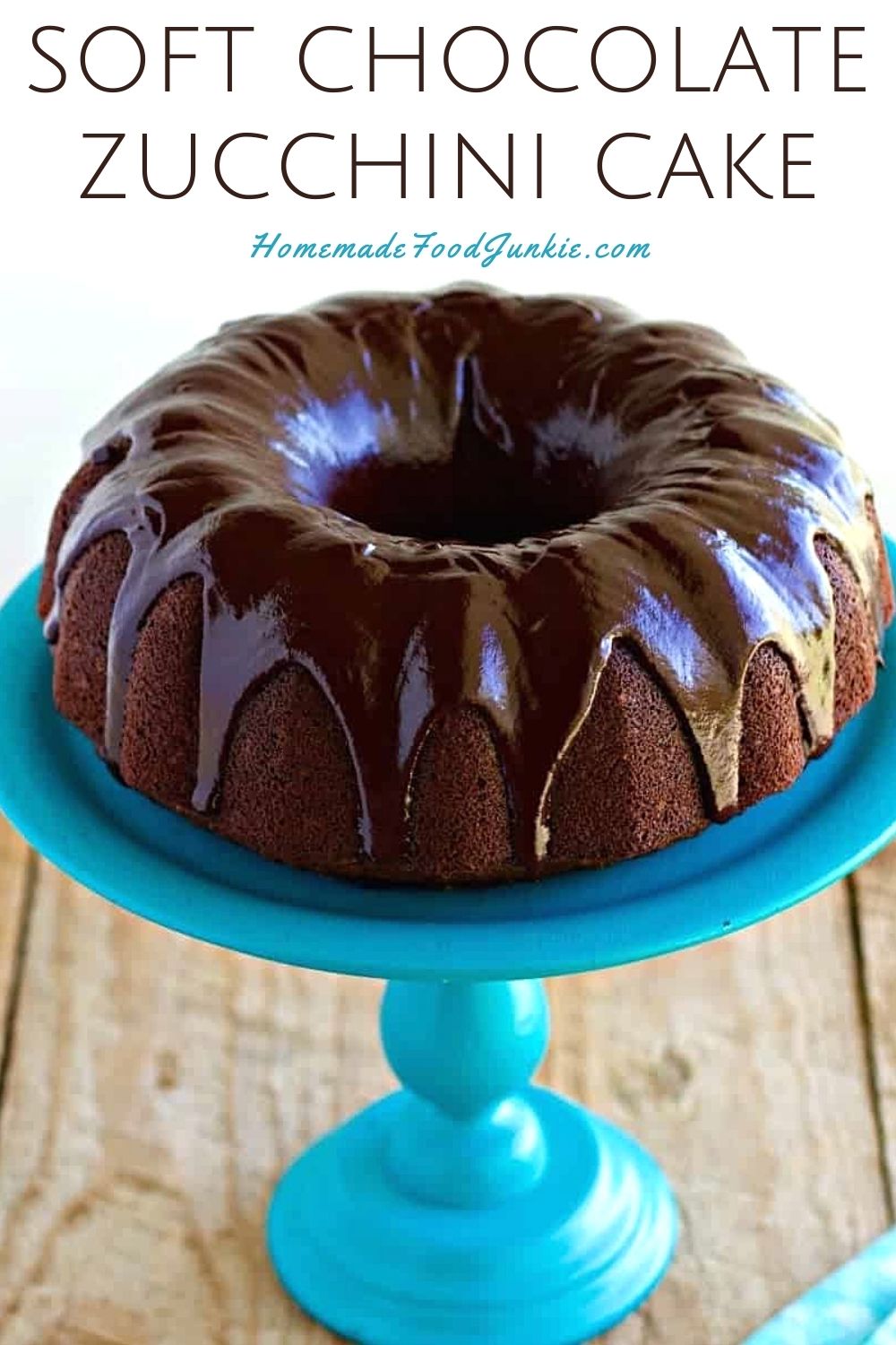 Soft chocolate zucchini cake-pin image