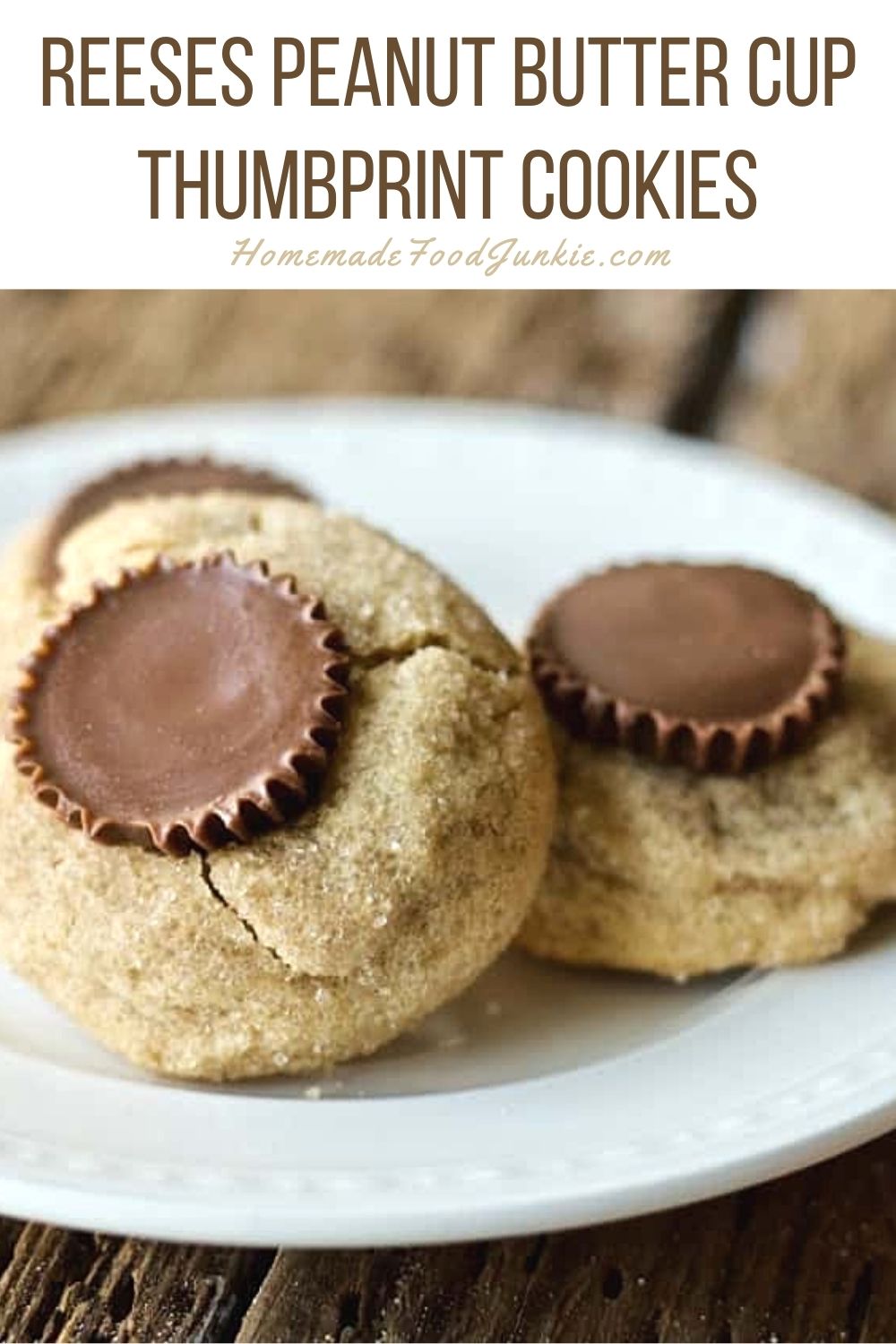 Reeses peanut butter cup thumbprint cookies-pin image