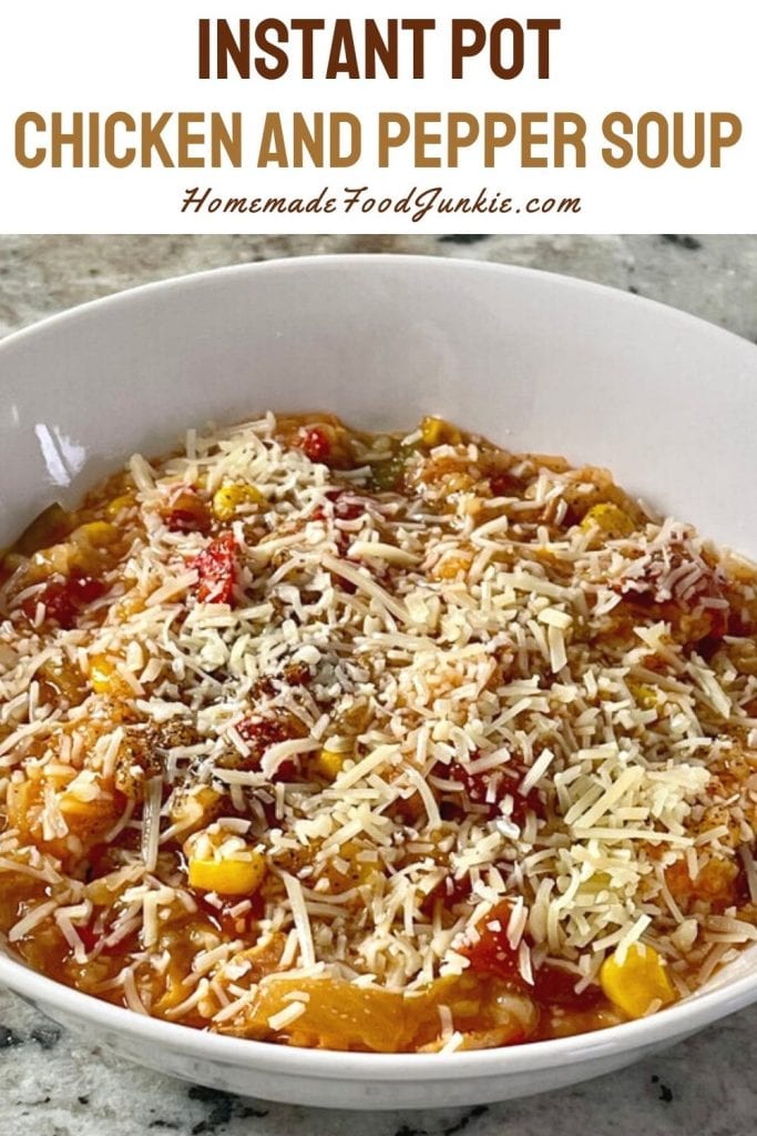 Instant pot chicken and pepper soup-pin image