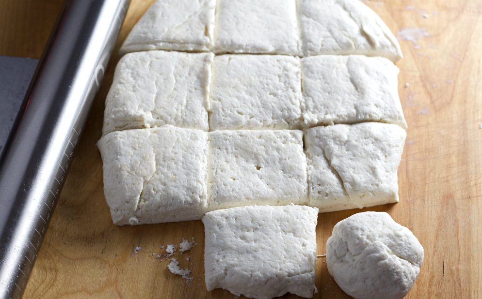 dough cut to make bagels