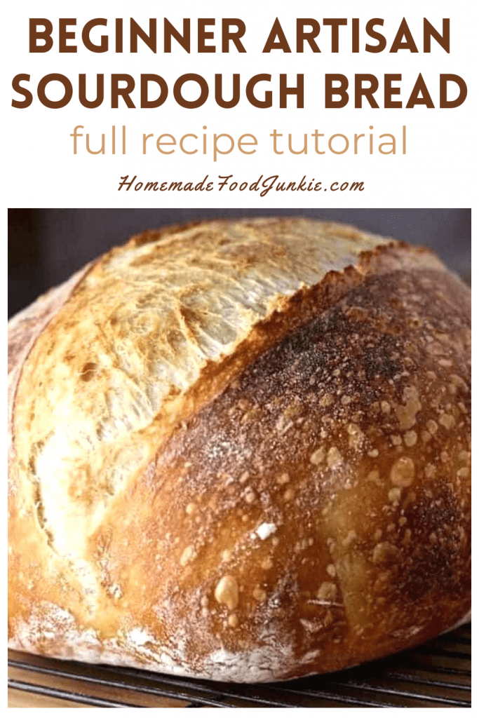 Beginner artisan sourdough bread full tutorial recipe-pin image