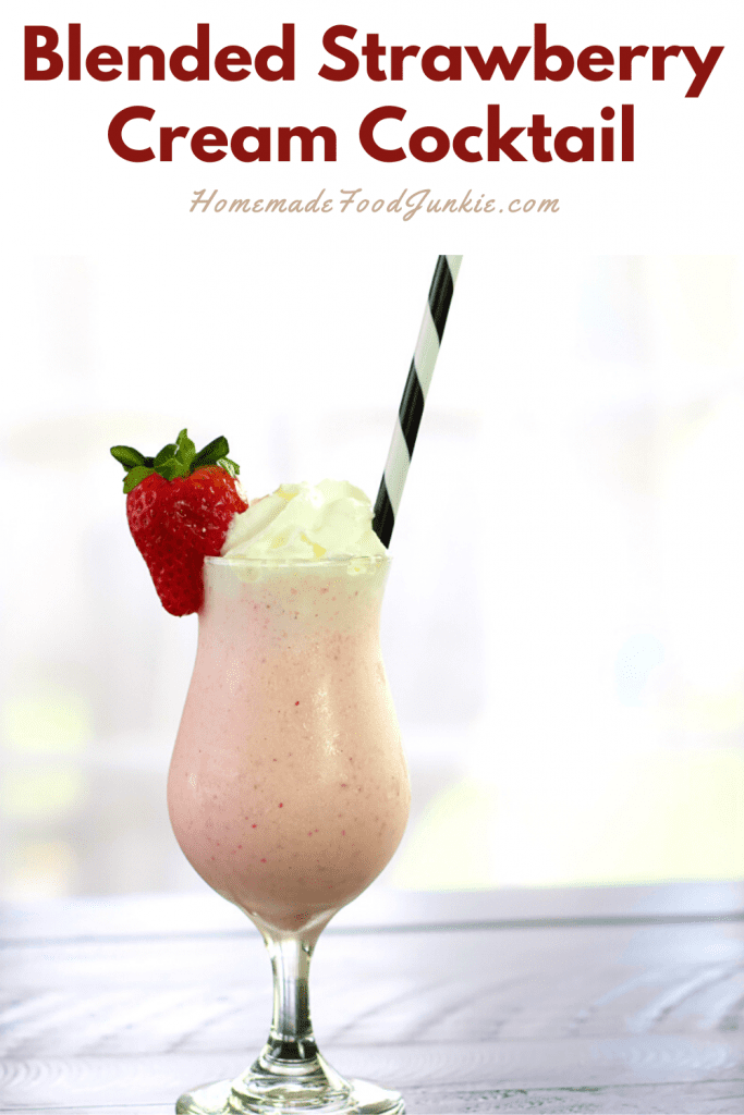 Blended strawberry cream cocktail-pin image