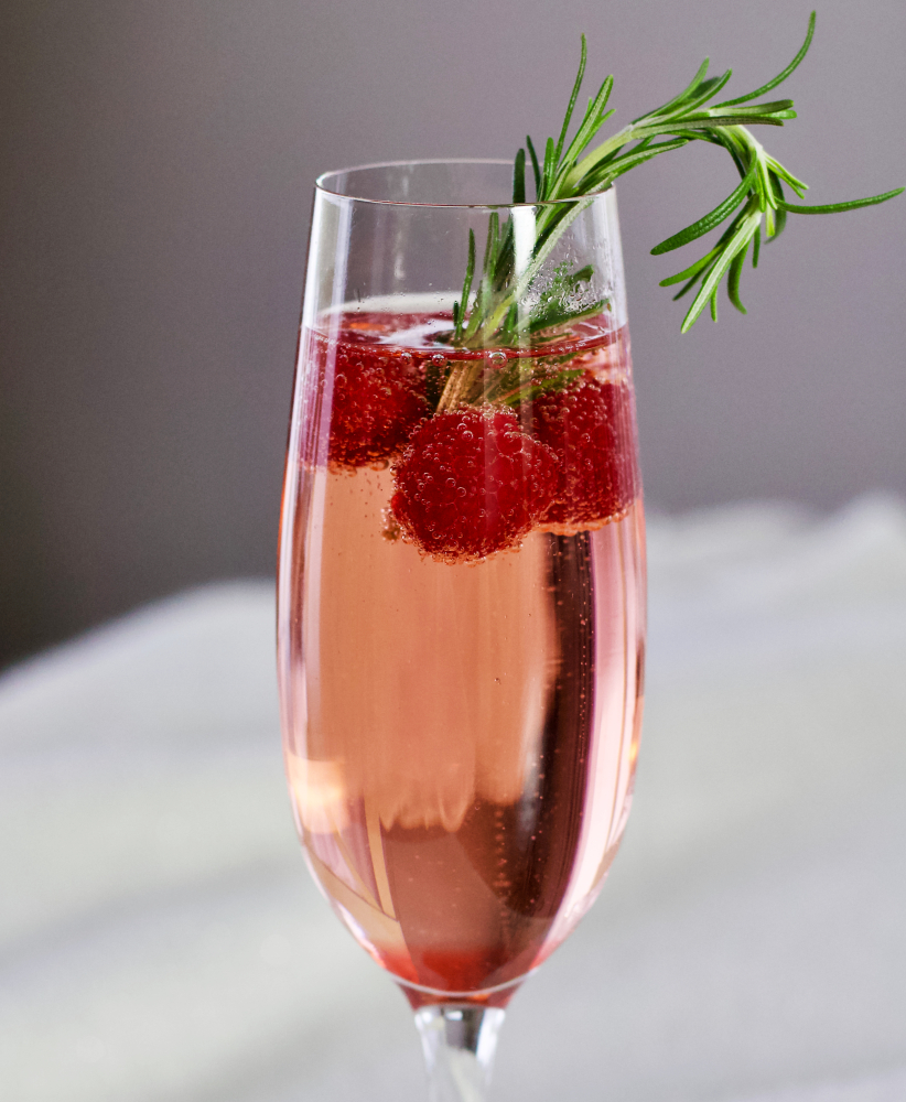 champagne cocktail with rosemary