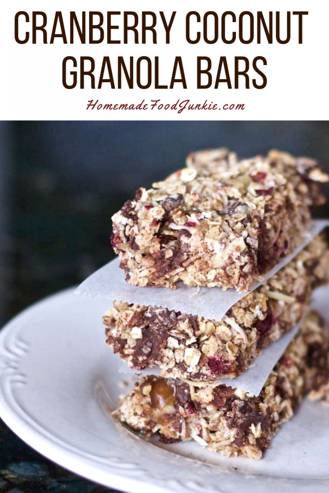 Cranberry coconut granola bars-pin image
