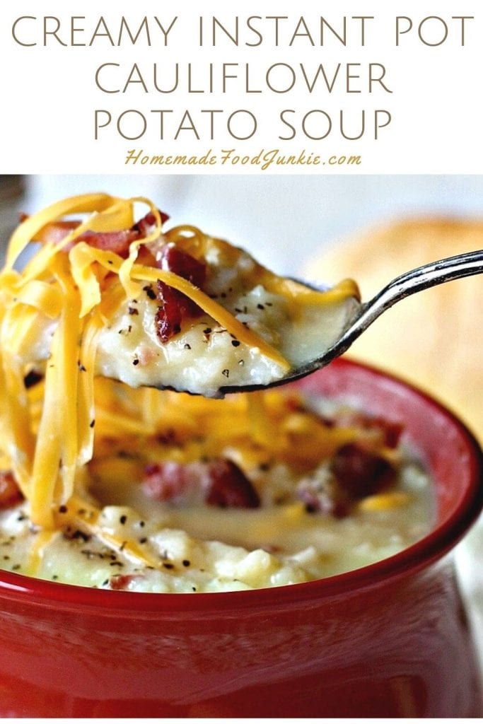 Creamy instant pot cauliflower potato soup-pin image