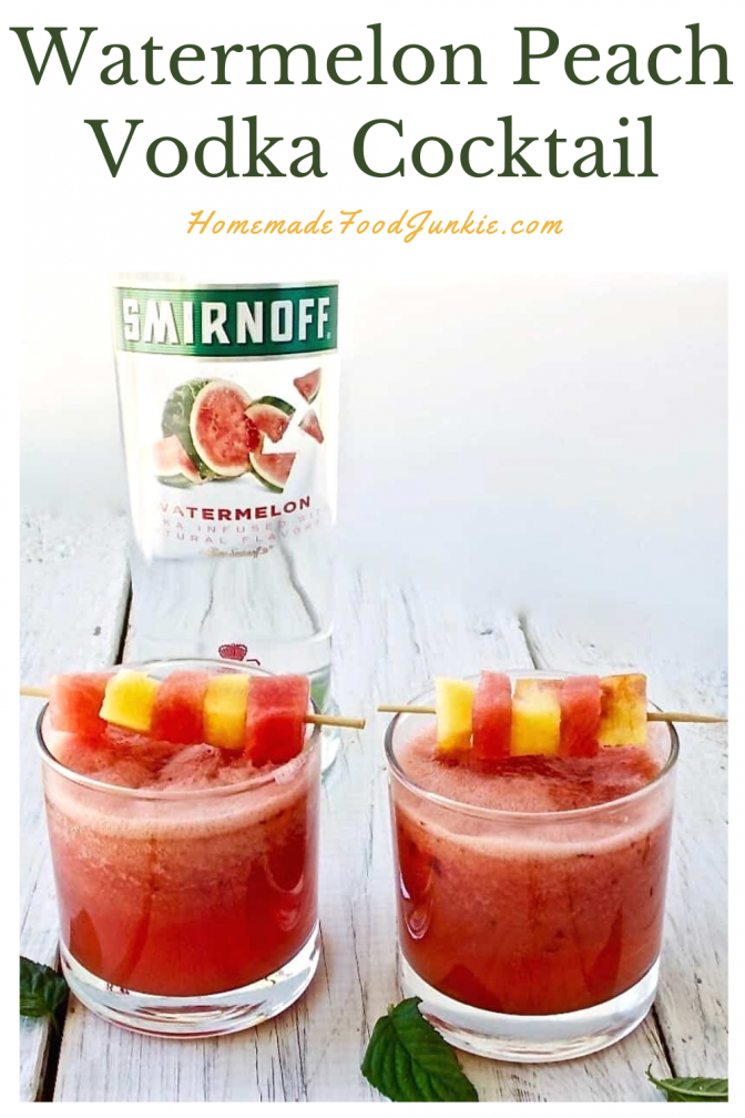 Watermelon peach vodka cocktail-pin image