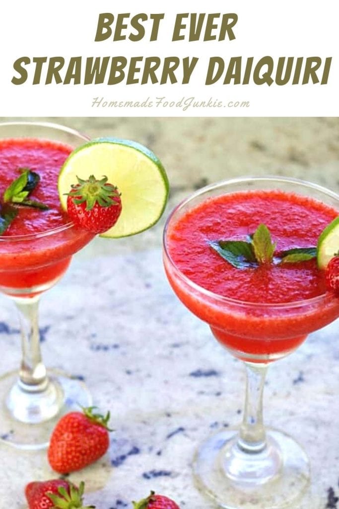 Strawberry Daiquiri Recipe with Malibu Coconut Rum 21 Best ever strawberry daiquiri-pin image