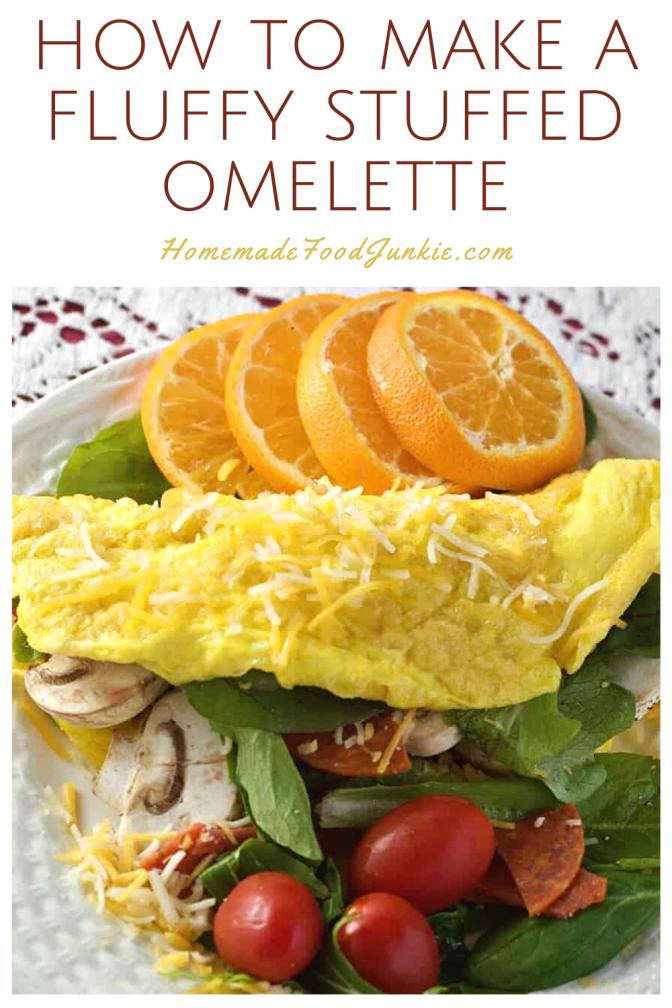 How to make a fluffy stuffed omelette-pin image