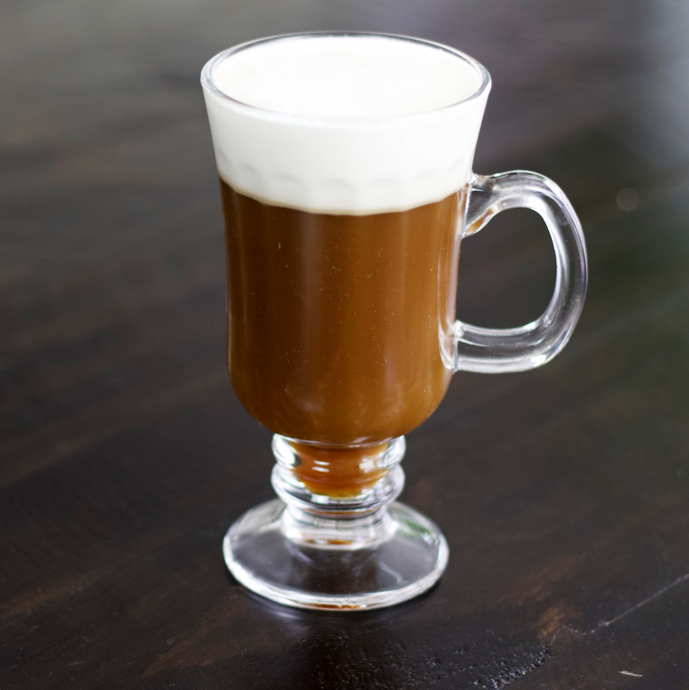 irish coffee with Jameson on brown table