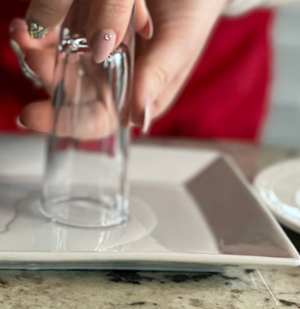 wetting rim of shot glass