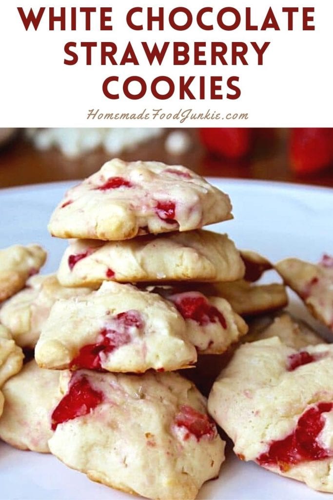 Simple Lemon Crinkle Cookies Recipe 6 White chocolate strawberry cookies-pin image