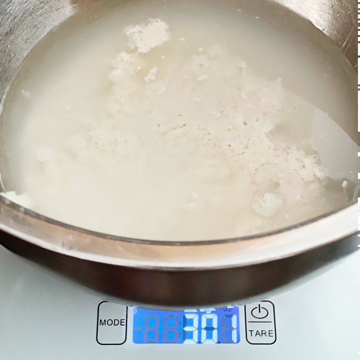 300 grams starter and 500 grams water