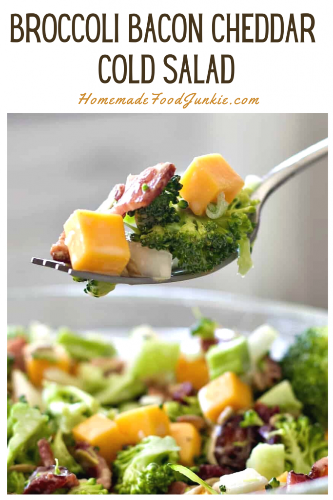 Broccoli bacon cheddar cold salad-pin image