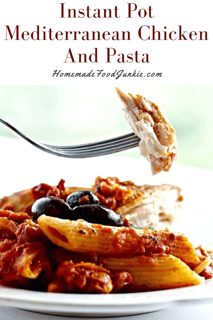 Instant pot mediterranean chicken and pasta-pin image