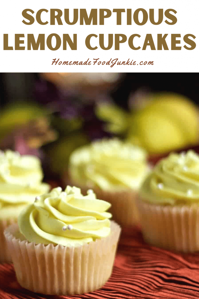 Scrumptious lemon cupcakes-pin image