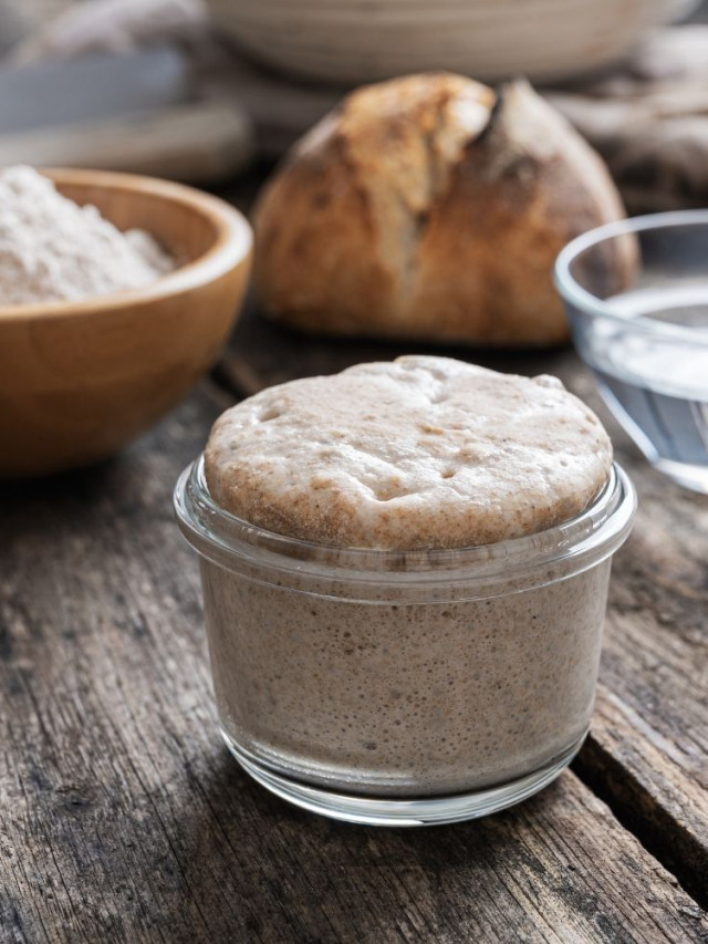 sourdough starter with flour and water