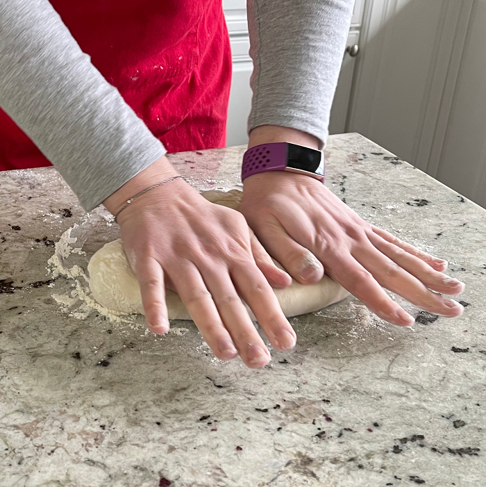 kneading flatbread dough