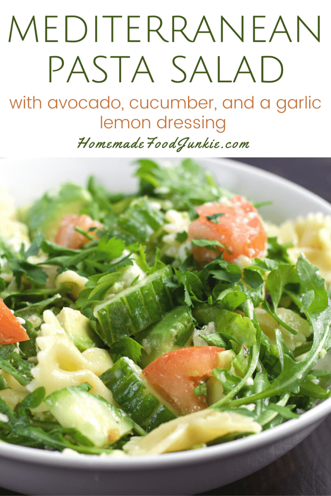 Delicious Greek Orzo Salad with Feta 3 Mediterranean pasta salad-pin image