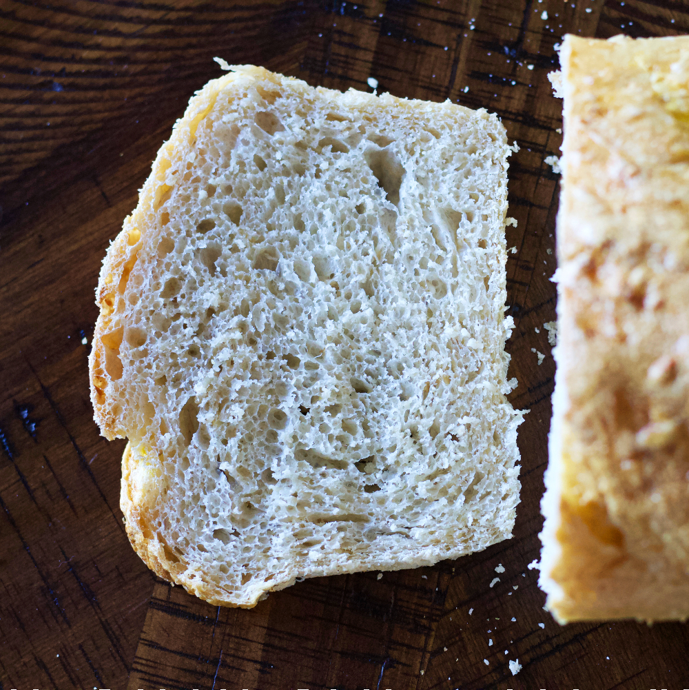 close up of crumb- sourdough oatmeal bread