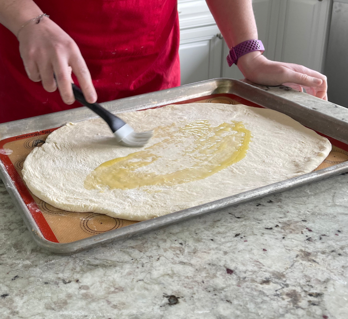 oiling flatbread dough